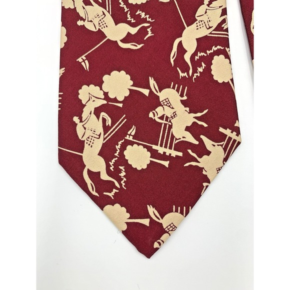 Polo by Ralph Lauren Men's Tie Equestrian Steeplechase Horse Print Silk - Picture 2 of 6